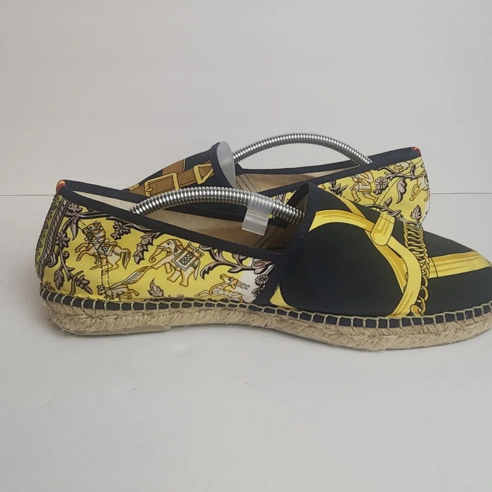Respoke Eperon Chasse Navy Gold Hermes Espadrille 41